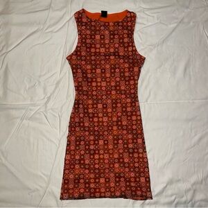 Stylish Orange Patterned Dress